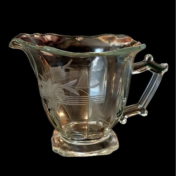 Vintage Imperial Glass Hazen Square No 760 Clear Cut Glass Creamer & Sugar Set - Picture 4 of 6